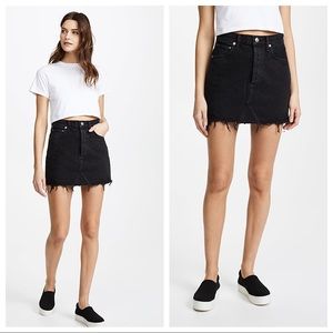 Agolde Quinn High Rise Distressed Denim Mini Skirt